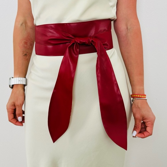 New Bow Wide Belt Waistband burgundy red boho - Picture 3 of 4